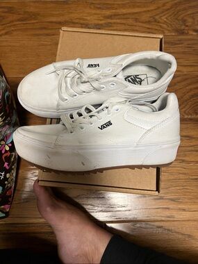 Vans Women's White Platform Canvas Sneakers